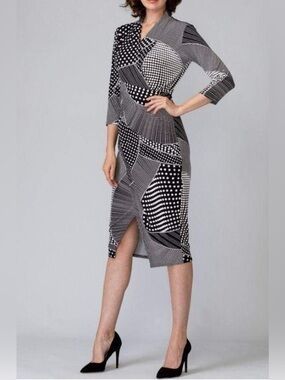 Joseph Ribkoff Style: 201470 black and white print as new condition!!
